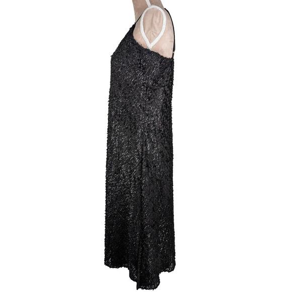 Hatch Maternity Black Shimmer Fringed Midi Party Slip Dress Size 1 US Small - Picture 3 of 10